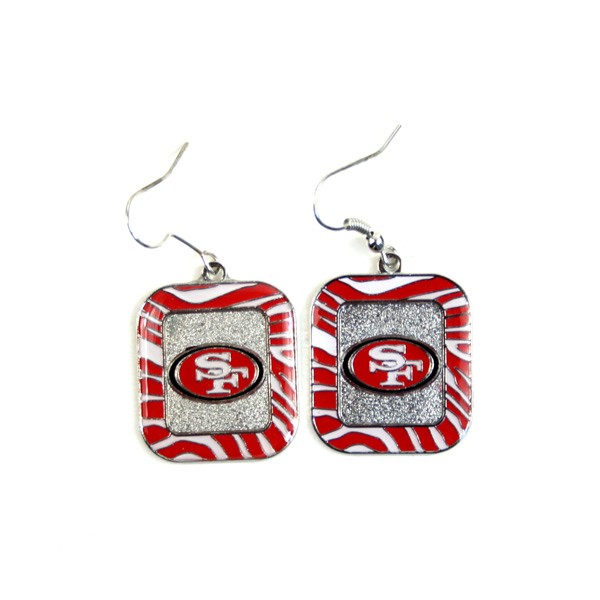 San Francisco 49ers Earrings - Zebra Style Dangle Earrings - $3.00 Per Pair