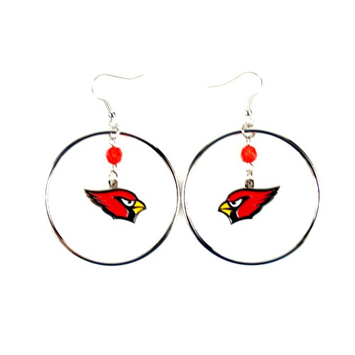 Arizona Cardinals Earrings - 2" Color Bead Hoop Earrings - 12 Pair For $42.00