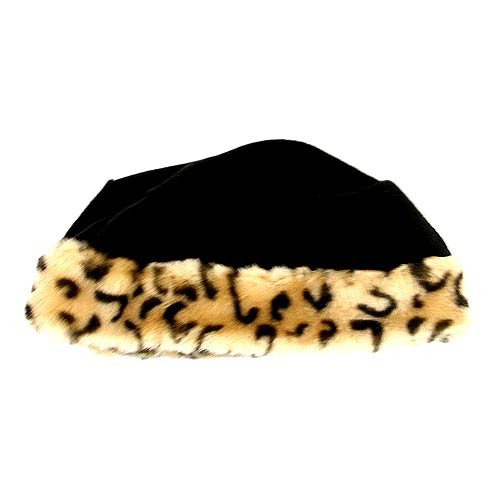Overstock - Wholesale YOUTH Hats (6-10) - Black With Leopard Print Tip Winter Fleece - 24 For $24.00