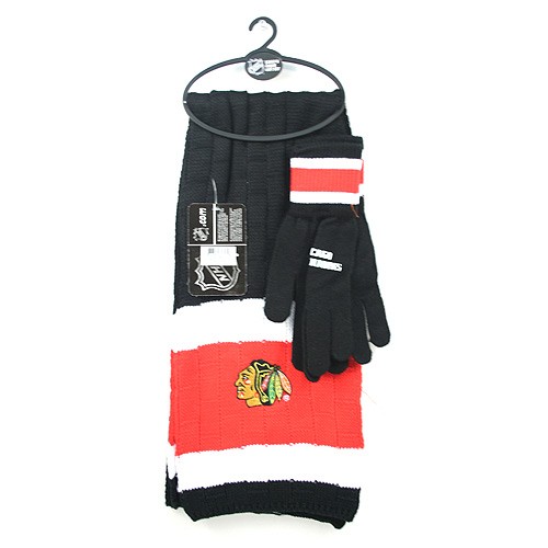 Chicago Blackhawks Sets - (Pattern May Be Different Than Pictured) Heavy Knit Scarf And Fleece Sets - 12 For $150.00