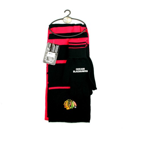 Chicago Blackhawks Scarf Sets -(Pattern May Be Different Than Pictured) Knitted Scarf And Glove Sets - Series2 Striper Set - $13.50 Per Set