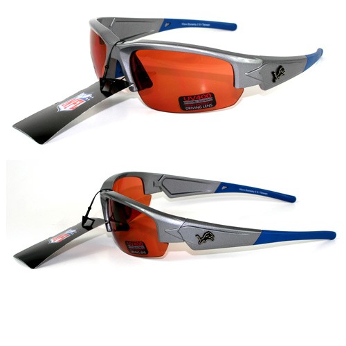 Detroit Lions Sunglasses - Dynasty Style - Polarized - Silver Frame - 12 Pair For $48.00