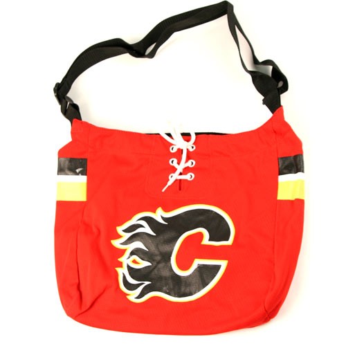 Overstock Sale - Calgary Flames Purses - "The Laces" - Jersey Purses - 4 For $20.00