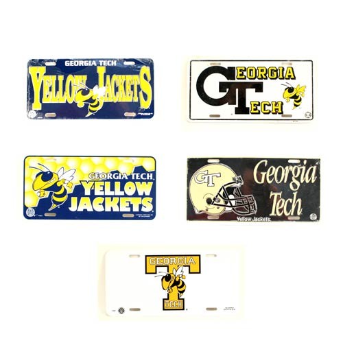 Total Blowout - Georgia Tech License Plates - Assorted Style Plastic License Plates - (Assortment Will Not Look As Pictured) - 24 For $24.00