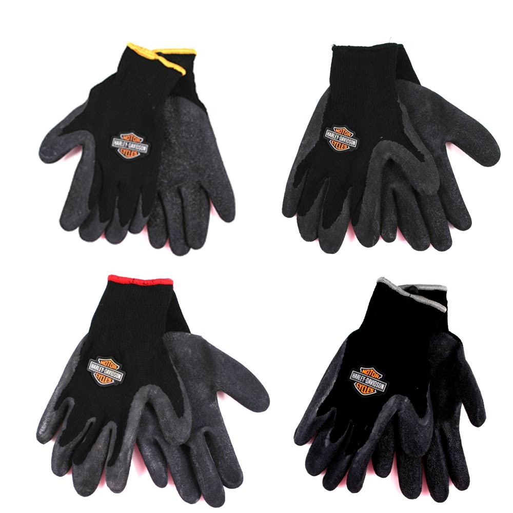 Harley Davidson Gloves - Poly Rubber Coated Work Gloves - 24 Pair For $60.00 - Assorted S/M/L