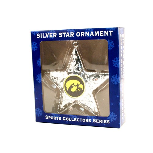 Iowa Hawkeyes Ornaments - Silver Star Style - 12 For $30.00