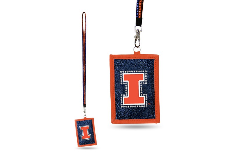 Illinois  University Bling - Bling Lanyards With ID Holder - 12 For $30.00