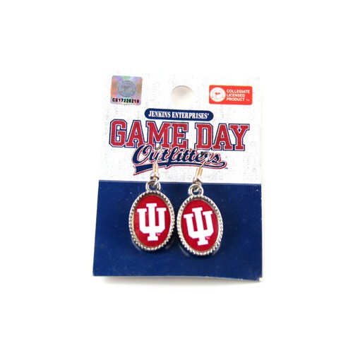 University Of Indiana Earrings - Dangle Oval Style - 12 Pair For $30.00