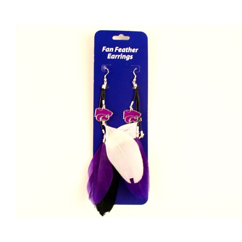 KState Wildcats Earrings - Dangle Feather Style - $2.75 Per Pair