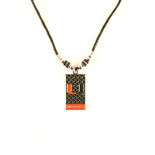 Miami Hurricanes Necklaces - Diamond Plate Style - 12 For $39.00