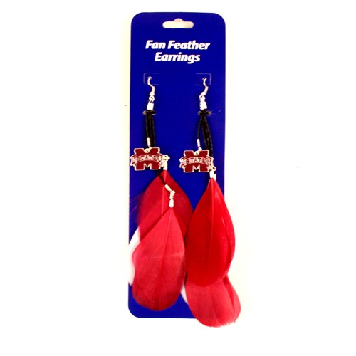 Overstock - Mississippi State Earrings - Dangle Feather Style - 12 Pair For $18.00