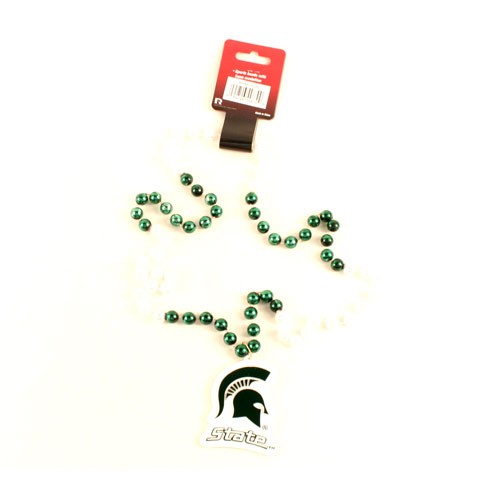 Michigan State Spartans Beads - 22" Team Beads With Medallion - 12 Beads For $39.00
