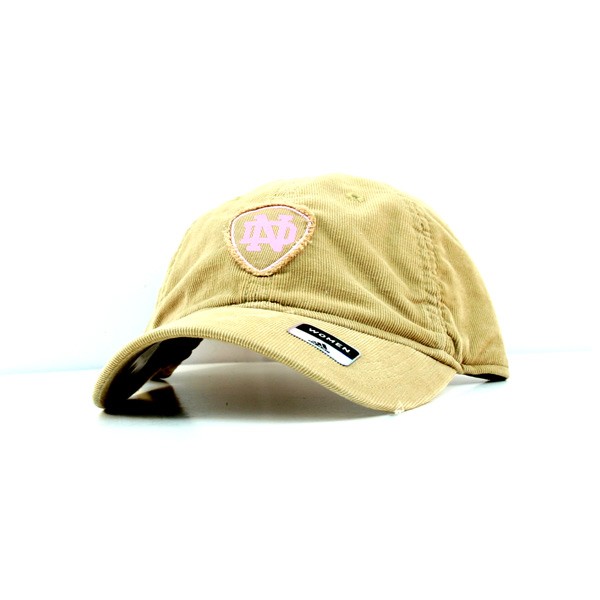 Notre Dame Caps - Khaki With Pink Patch Style - 2 Caps For $10.00