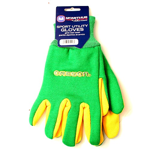 Oregon Ducks Gloves - Green/Yellow Text Logo Style - $3.50 Per Pair