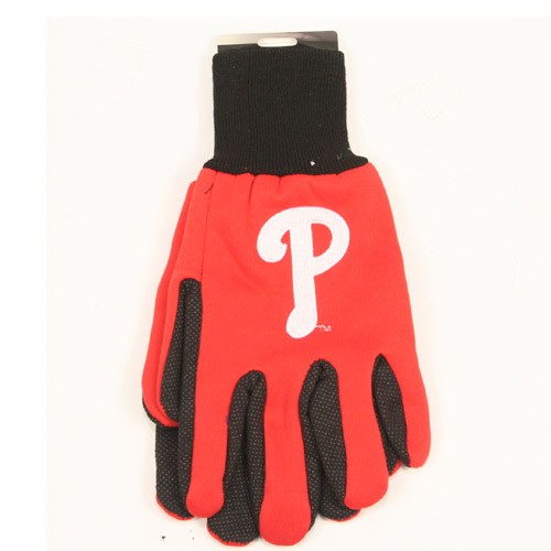 Philadelphia Phillies Gloves - 2Tone Red.Black - P Logo - 12 Pair For $36.00