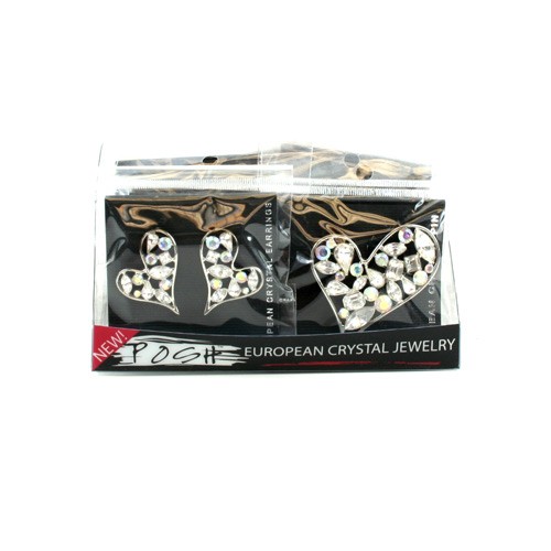 Blowout Jewelry - Assorted Posh Crystal Heart Pin And Earrings - 60 For $30.00