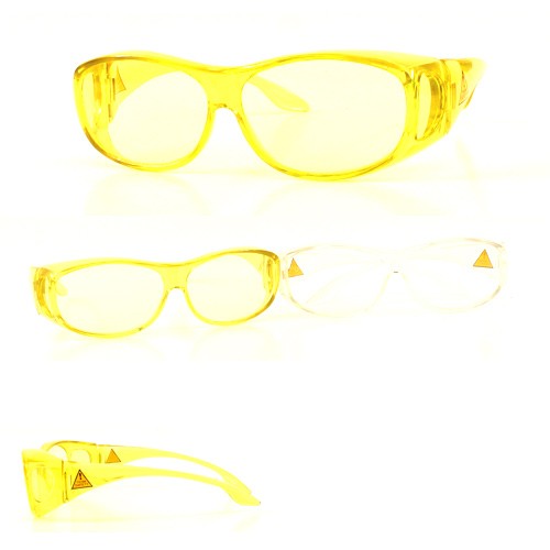 Safety Glasses - Fit Over Shields - Clear And Yellow Assorted - Fit Over Safety Glasses - 12 Pair For $24.00