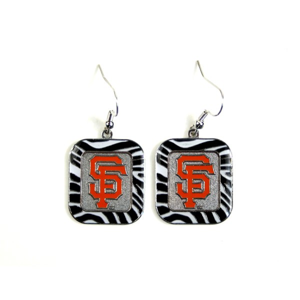 San Francisco Giants Earrings - Zebra Style Dangle Earrings - 12 Pair For $30.00