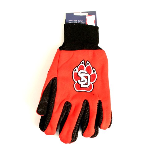 South Dakota Coyotes- Red/Black Grip Gloves - $3.50 Per Pair