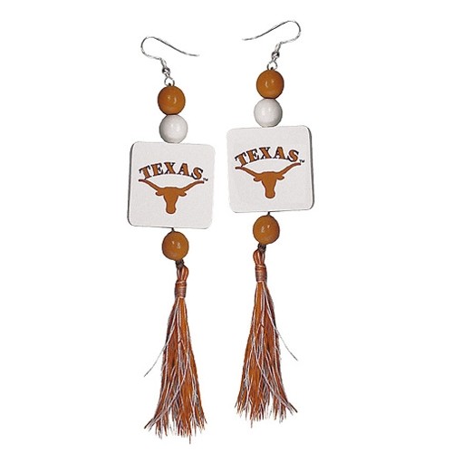 Texas Longhorns Earrings - Wood England Style Dangle Earrings - 12 Pair For $30.00