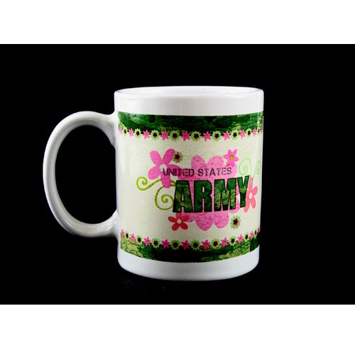 Army Coffee Mug - 12oz Flower Style Ceramic - 12 For $24.00