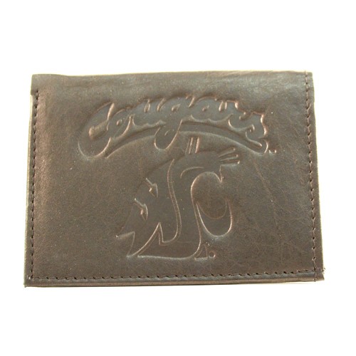 Washington State Cougars Wallets - Black Tri-Fold - Leather Wallets - 12 For $84.00