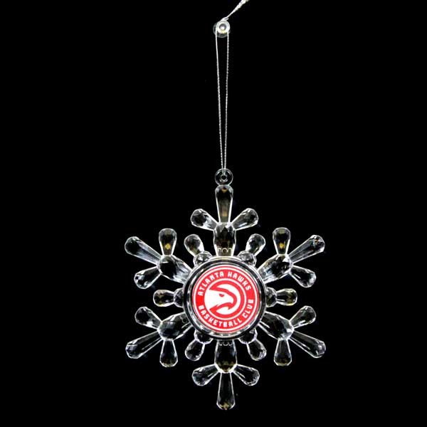 Atlanta Hawks Ornaments - Acrylic Snowflake Style - 6 For $18.00