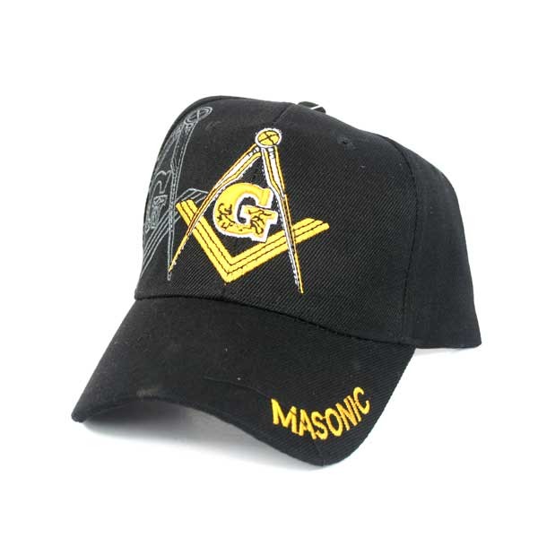 Masonic Caps - Black Shadow Cap With G Logo - 12 For $36.00