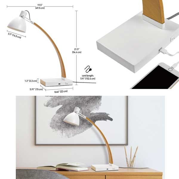 Lumesty Lighting - Metal.Wood Modern Look With USB Ports - 2 Lights For $15.00