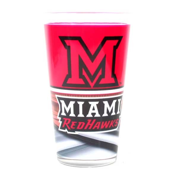 Miami Redhawks Gear - Full Bleed 16OZ Glass Pints - 12 For $30.00