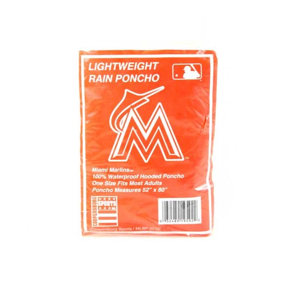 Miami Marlins Ponchos - Disposable - (Packaging May Not Be As Pictured) - 48 For $24.00