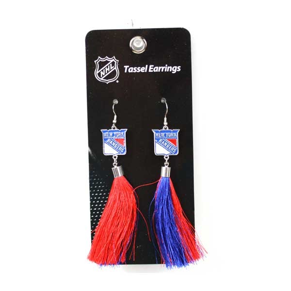 New York Rangers Earrings - Tassel Fashion Style - 6 Pair For $18.00