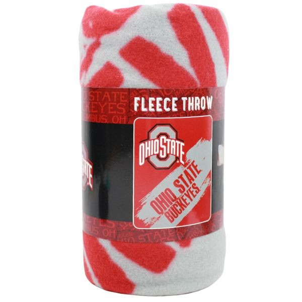 Ohio State Buckeyes Blankets - 50"x60" Fleece Paint Style - 2 For $18.00