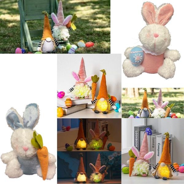 LED Light Up Plush - 9" Bunnies and Gnomes - Color and Styles May Vary - 2Pack Sets - 6 Sets For $24.00