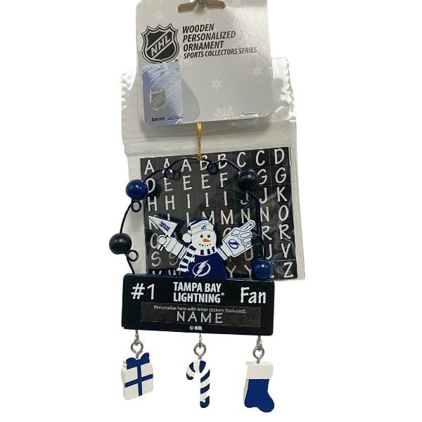 Tampa Bay Lightning Snowman Ornaments - Wooden #1 Fan PC Sign Style - 6 For $21.00