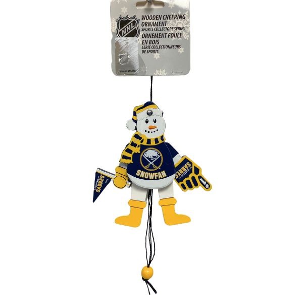 Buffalo Sabres Ornaments - Wooden Snowman Cheer Style - 6 For $24.00
