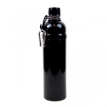 Wholesale Water Bottles - 16OZ Black - Stainless Steel - With Carabiner - 12 For $30.00