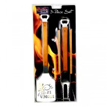 Grill Set - #1 Mom Hard Wood Handled Stainless 3PC BBQ Set - 2 Sets For $15.00