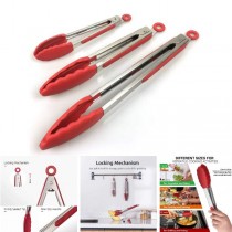 Premium Tong Set - 3PC Red Stainless Premium Set - 6 Sets For $21.00