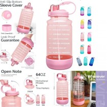 64OZ Motivational Water Bottles - Pop Top Hook Handle - Pink - Elvira Style - 6 For $30.00