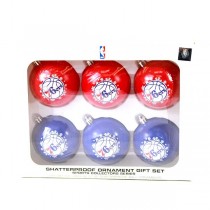 Philadelphia 76ers Ornaments - 6Pack Shatterproof Set - 2 Sets For $15.00