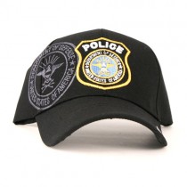 Police Caps - Black - Police Shield Shadow Ballcaps - $2.50 Each