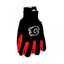 Calgary Flames Gloves - Black With Red Palms Grip Gloves - 12 For $36.00