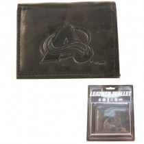 Colorado Avalanche Wallets - Black Tri-Fold Leather Wallets - 12 For $84.00