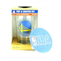 Golden State Warriors - 16OZ Glass Pint With 4Pack Coaster Set - 2 Sets For $10.00