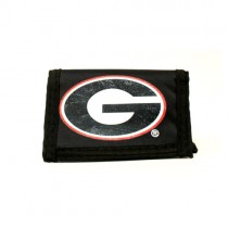 Georgia Bulldogs Wallets - Nylon Tri-Fold Wallets - (Slight Defects In Printing) - 12 For $36.00