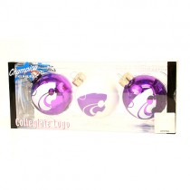KState Wildcats Ornaments - 3Pack Set Glass Ball Ornaments - 2 Sets For $10.00