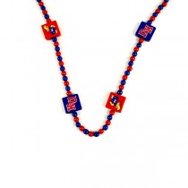 Kansas Jayhawks Beads - 30" Oversized Garland/Necklaces - Wood England Style - 12 For $30.00
