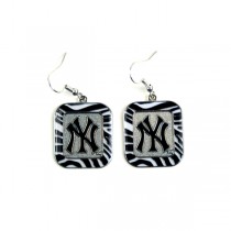 New York Yankees Earrings - Zebra Style Dangle Earrings - 12 Pair For $30.00