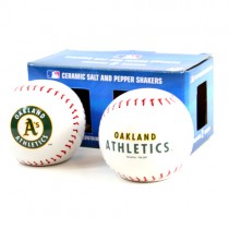 Oakland Athletics Salt And Pepper Shakers - 4" Ceramic Baseball Style Sets - 2 Sets For $10.00